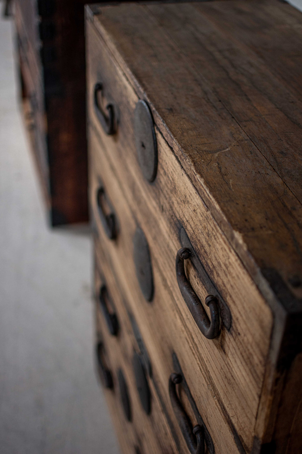 C1900 Weathered Antique Japanese Two-Section Tansu Chest