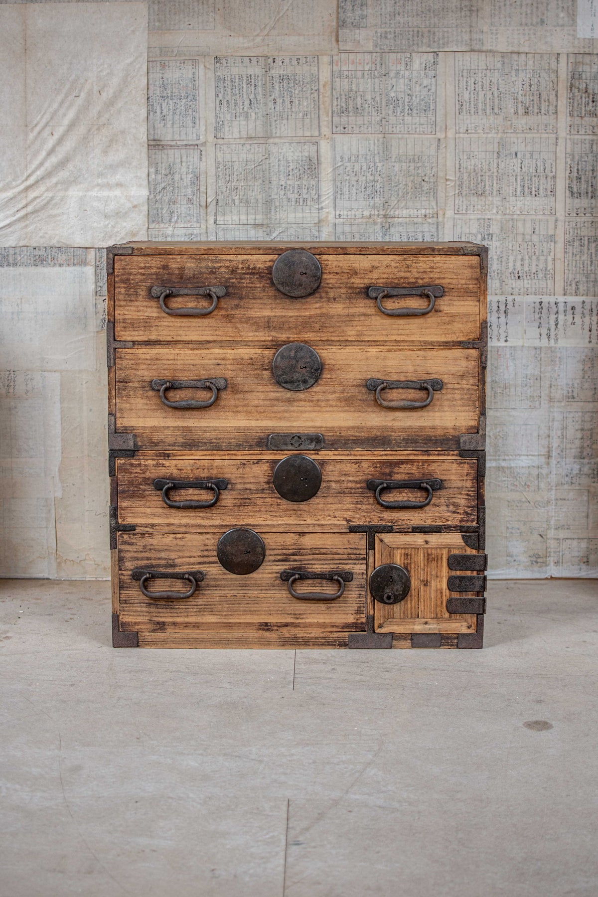C1900 Weathered Antique Japanese Two-Section Tansu Chest