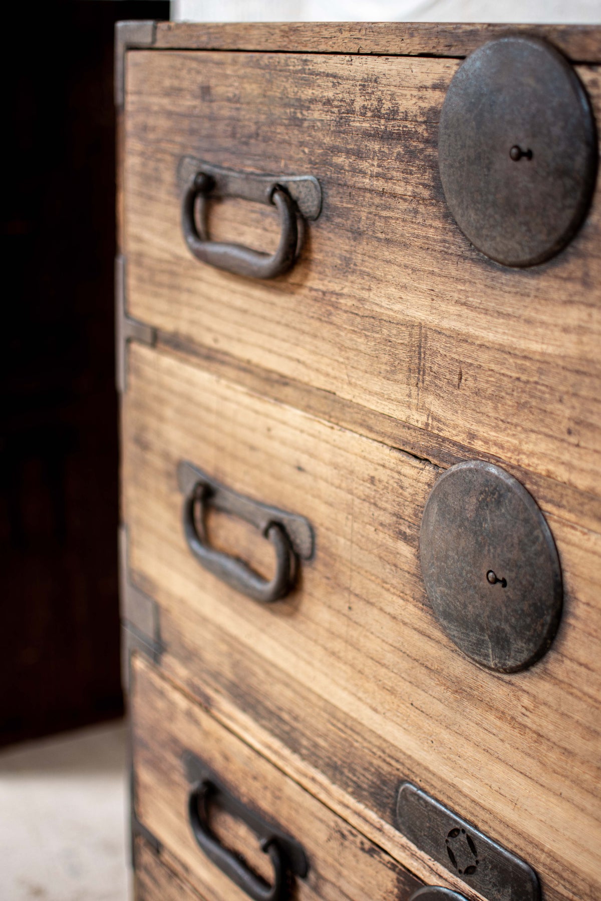 C1900 Weathered Antique Japanese Two-Section Tansu Chest