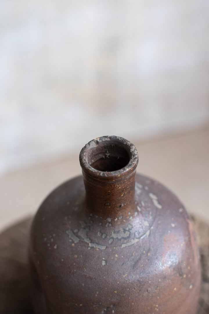 Early 20C Wabi-sabi Sake Bottle - Bizen Ware Tokkuri