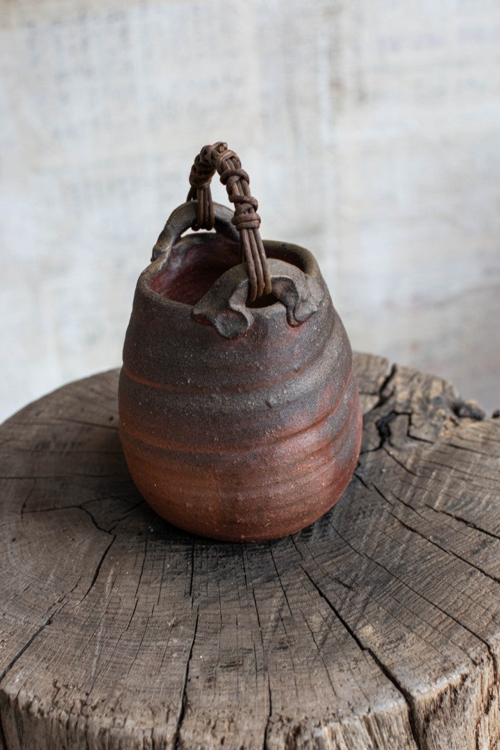Bizen Ware Tsuru-Tsuki Hanaire - Handled Flower Vase