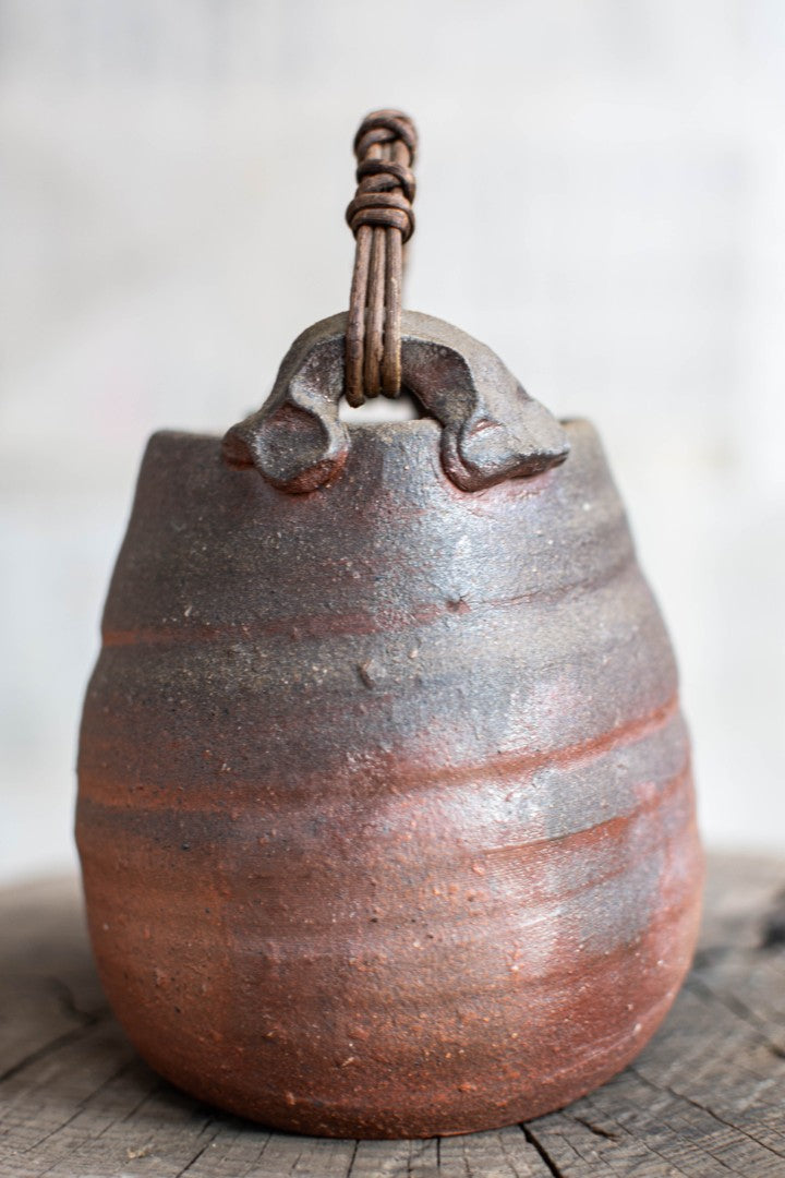 Bizen Ware Tsuru-Tsuki Hanaire - Handled Flower Vase