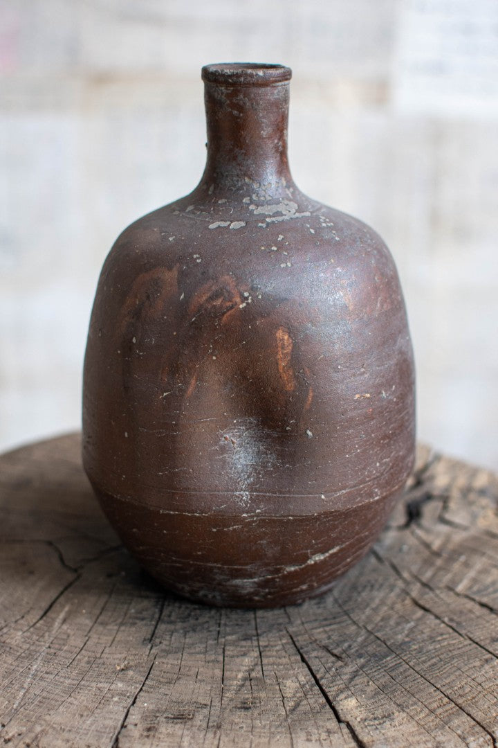 Early 20C Wabi-sabi Sake Bottle - Bizen Ware Tokkuri