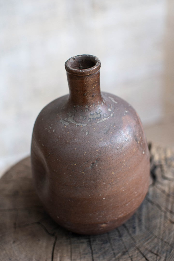 Early 20C Wabi-sabi Sake Bottle - Bizen Ware Tokkuri