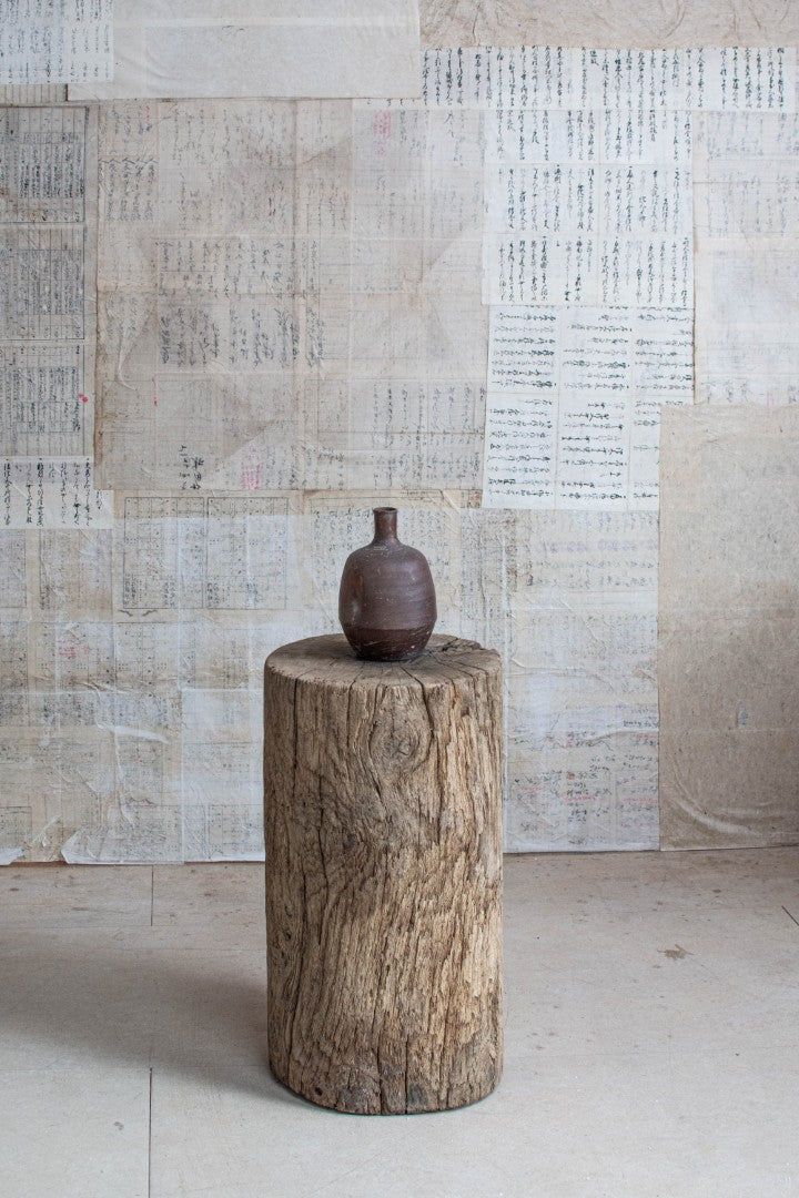 Early 20C Wabi-sabi Sake Bottle - Bizen Ware Tokkuri