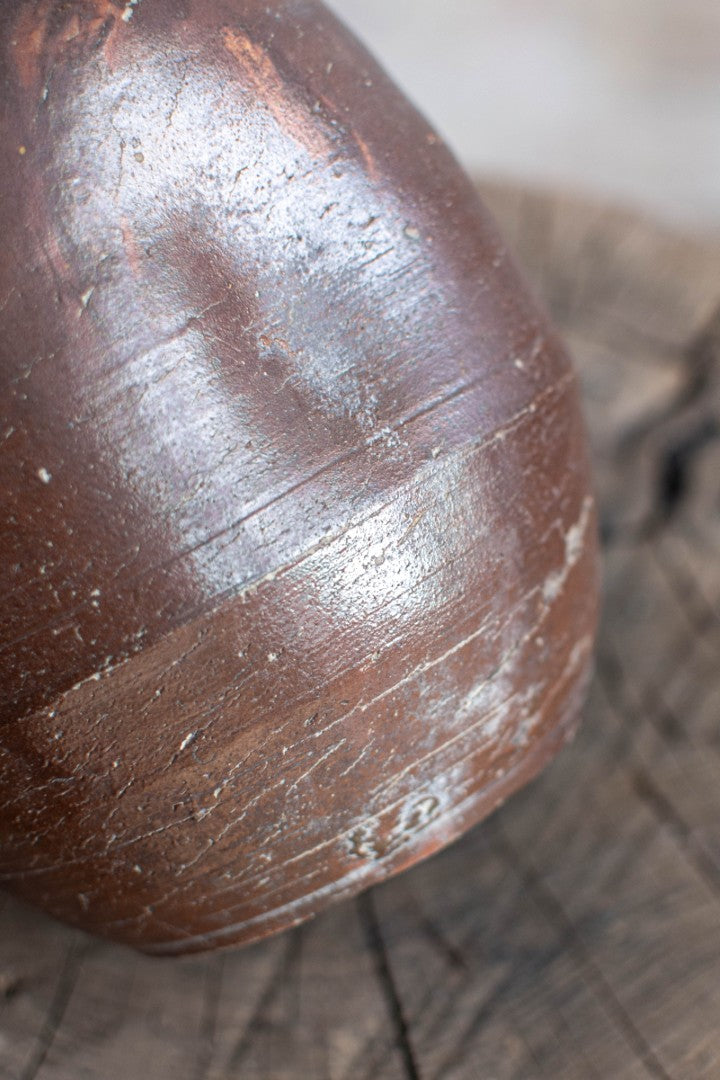 Early 20C Wabi-sabi Sake Bottle - Bizen Ware Tokkuri