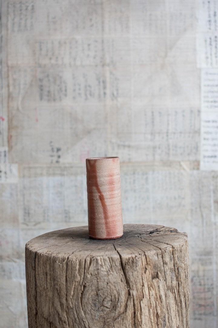Bizen Ware  Cylindrical Bud Vase - Shigarami-Tsutsu