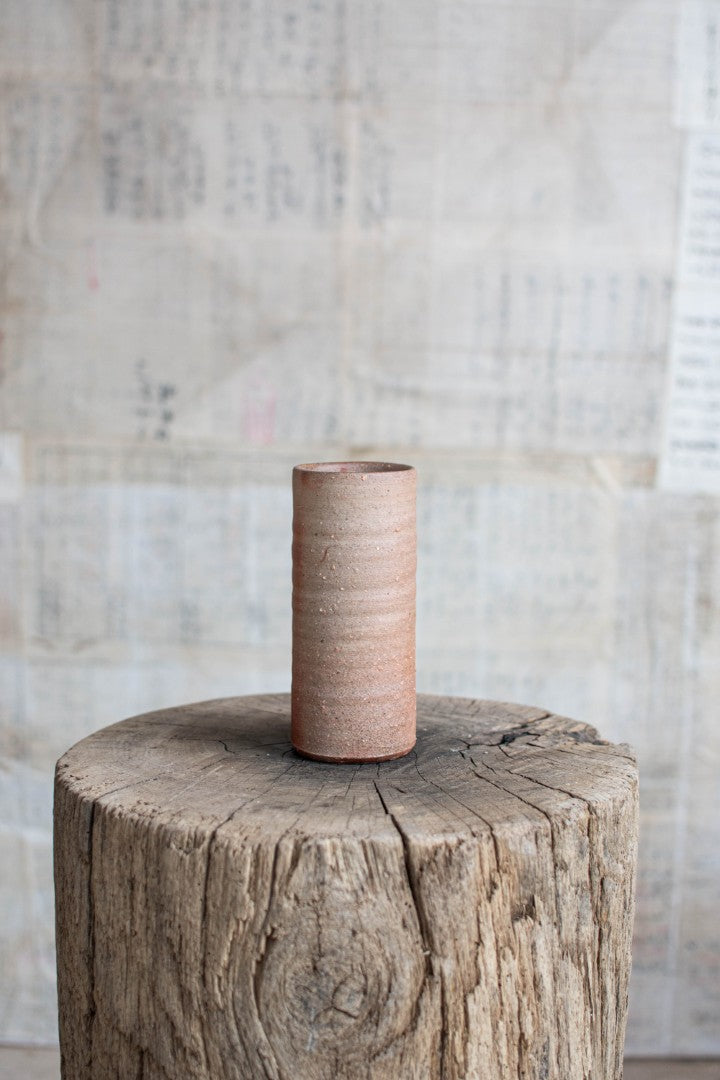 Bizen Ware  Cylindrical Bud Vase - Shigarami-Tsutsu