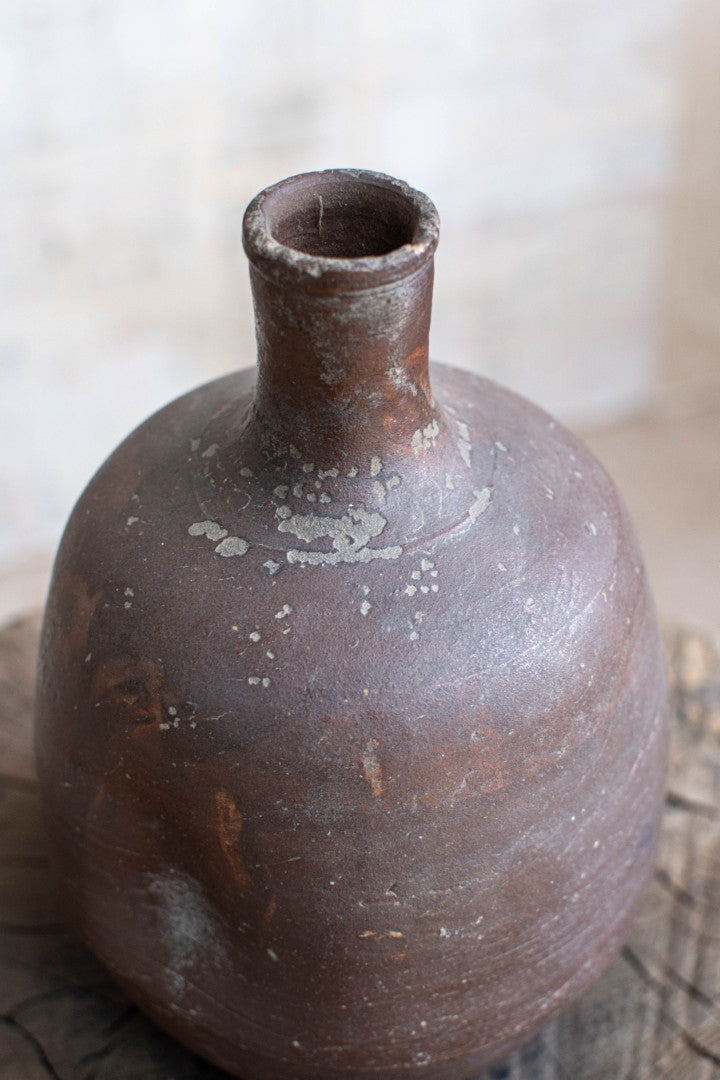 Early 20C Wabi-sabi Sake Bottle - Bizen Ware Tokkuri