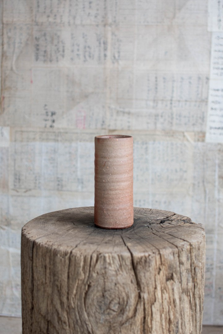 Bizen Ware  Cylindrical Bud Vase - Shigarami-Tsutsu
