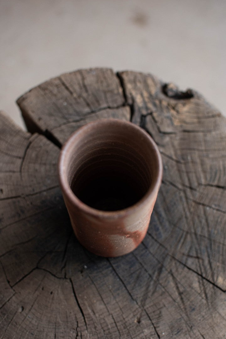 Bizen Ware  Cylindrical Bud Vase - Shigarami-Tsutsu