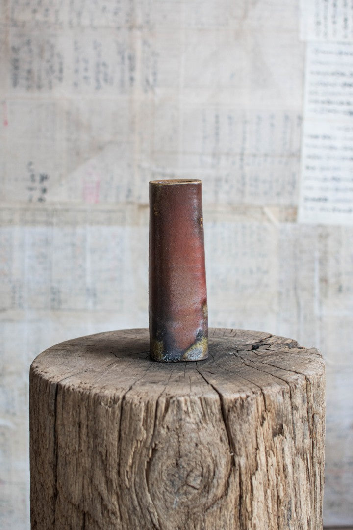 Bizen Ware Square Cylindrical Vase - Kaku-Tsutsu