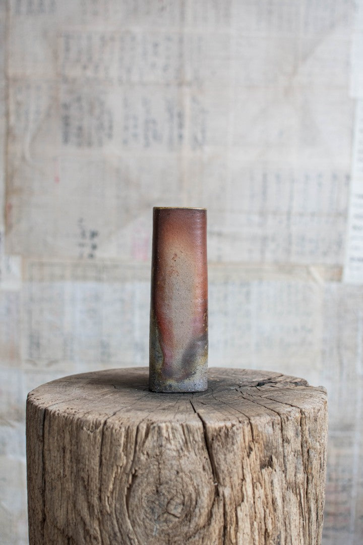 Bizen Ware Square Cylindrical Vase - Kaku-Tsutsu