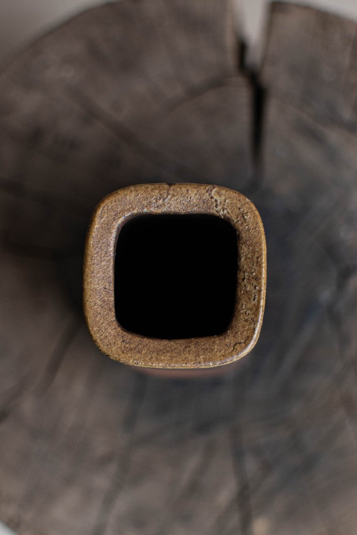 Bizen Ware Square Cylindrical Vase - Kaku-Tsutsu