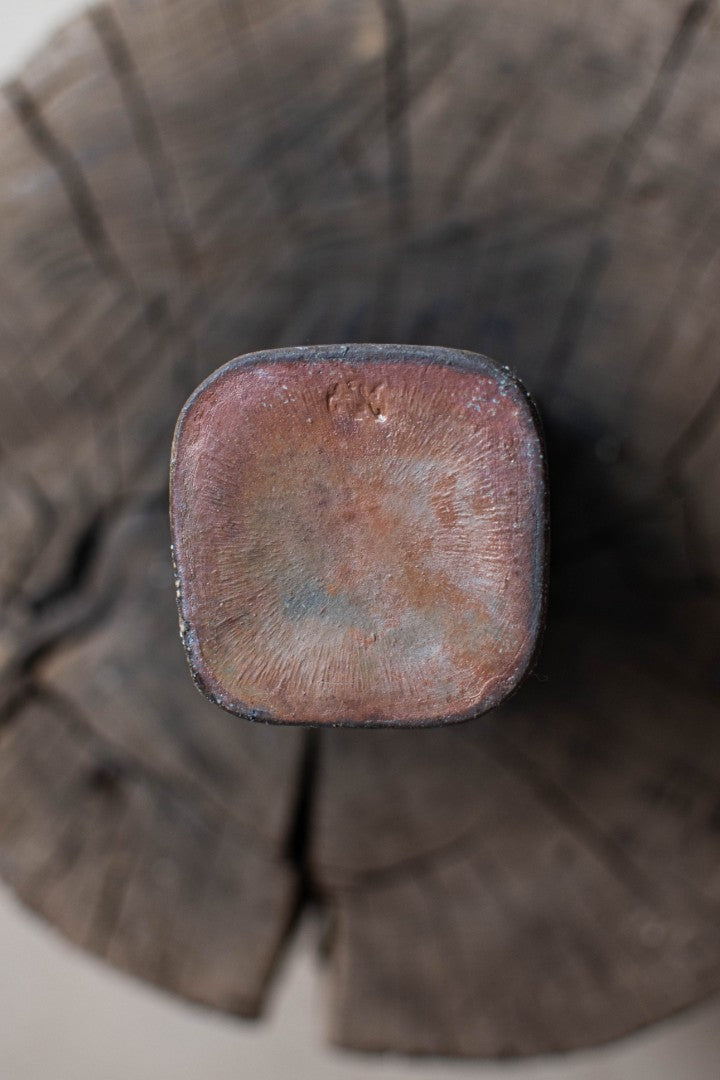 Bizen Ware Square Cylindrical Vase - Kaku-Tsutsu