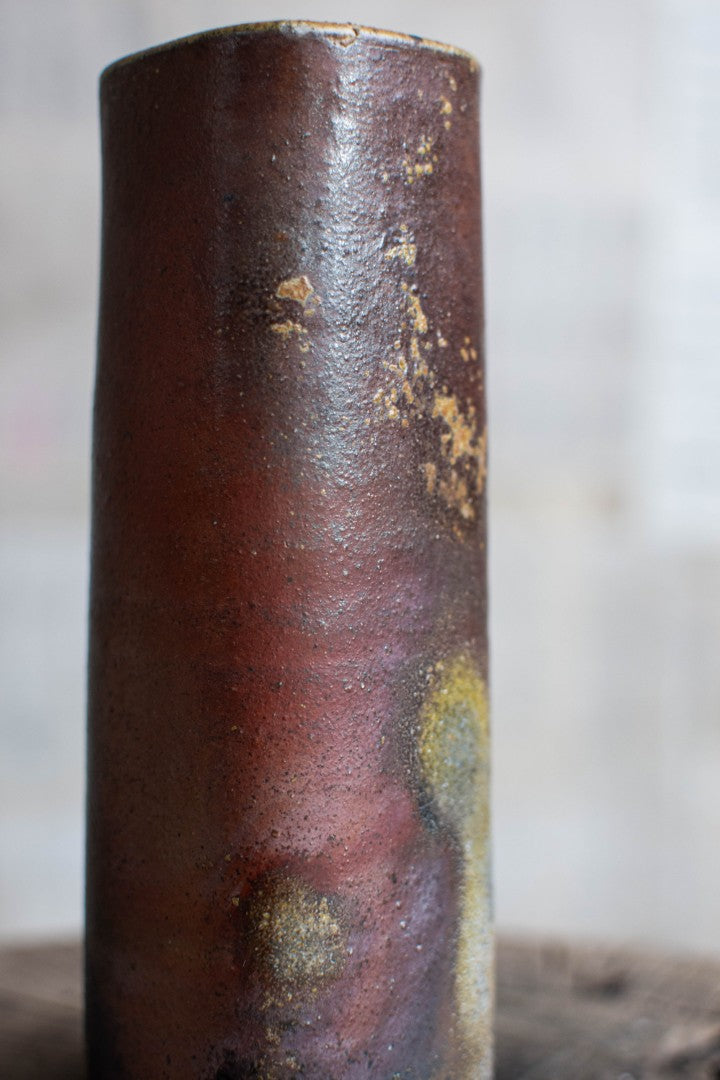 Bizen Ware Square Cylindrical Vase - Kaku-Tsutsu