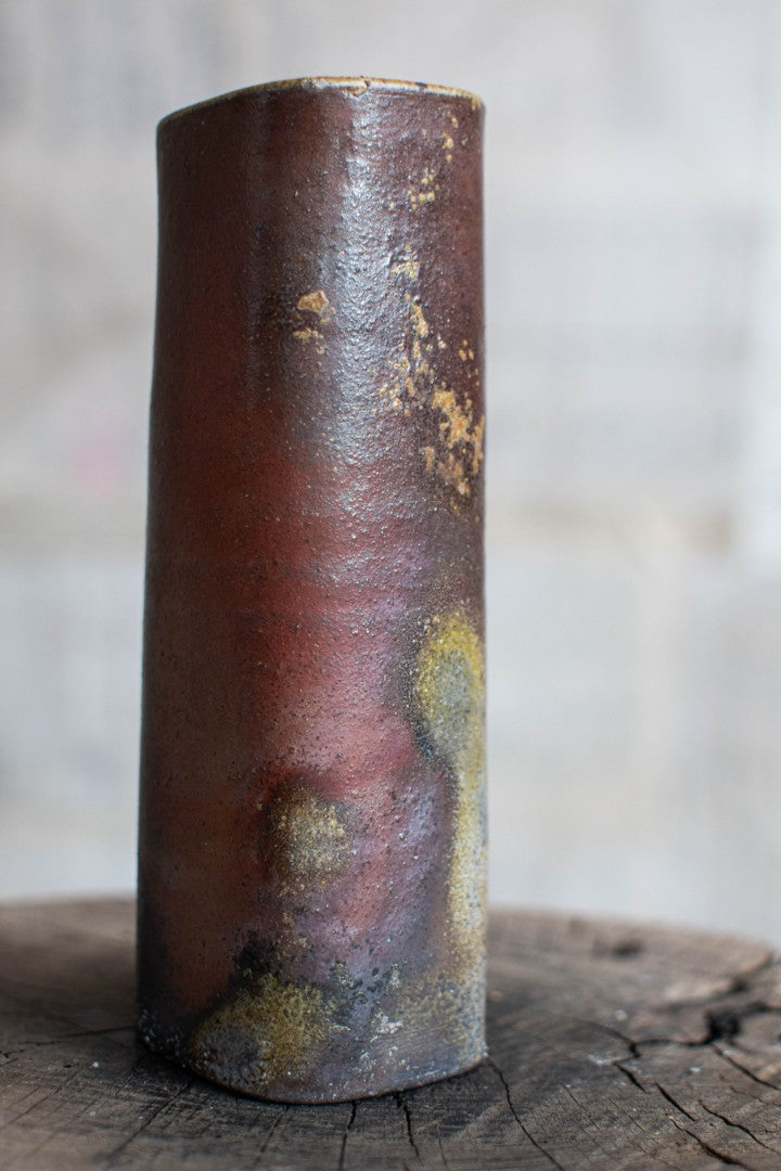 Bizen Ware Square Cylindrical Vase - Kaku-Tsutsu