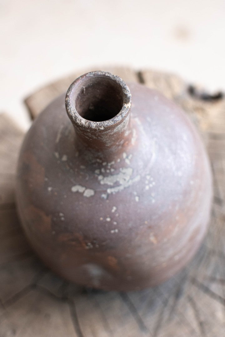 Early 20C Wabi-sabi Sake Bottle - Bizen Ware Tokkuri