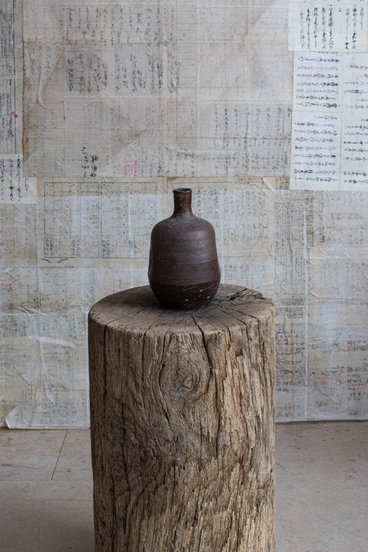 Early 20C Wabi-sabi Sake Bottle - Bizen Ware Tokkuri
