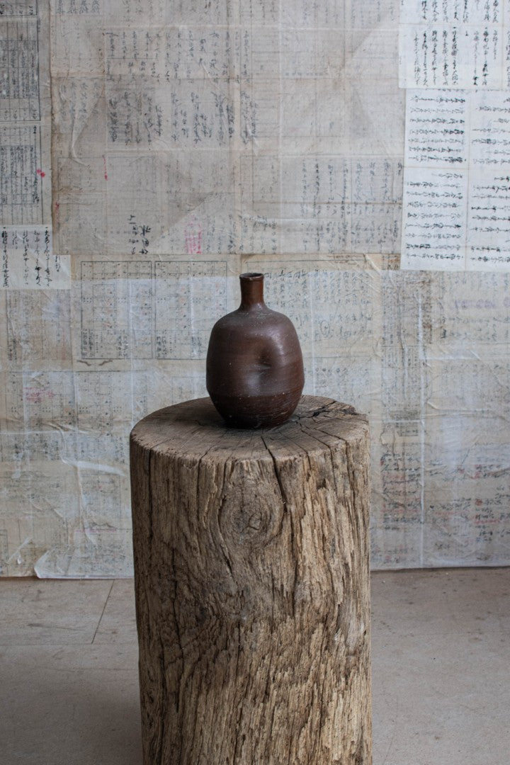 Early 20C Wabi-sabi Sake Bottle - Bizen Ware Tokkuri
