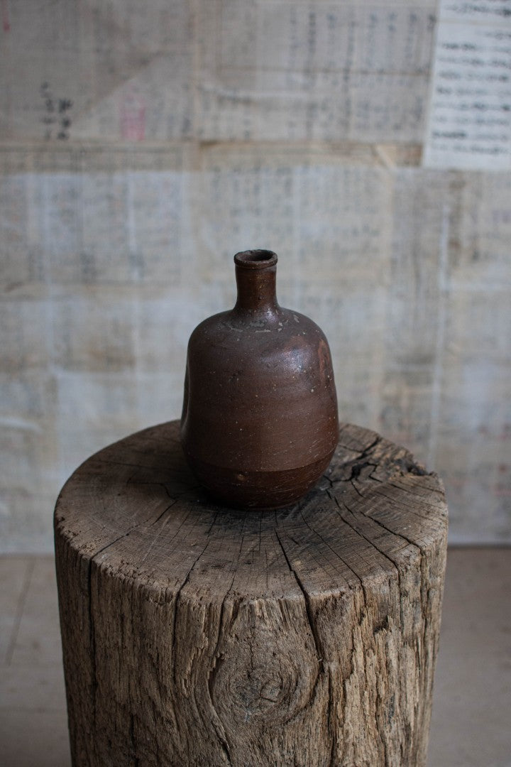 Early 20C Wabi-sabi Sake Bottle - Bizen Ware Tokkuri