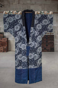 Yogi Antique Japanese Padded Sleeping Robe - Indigo Katazome Kimono