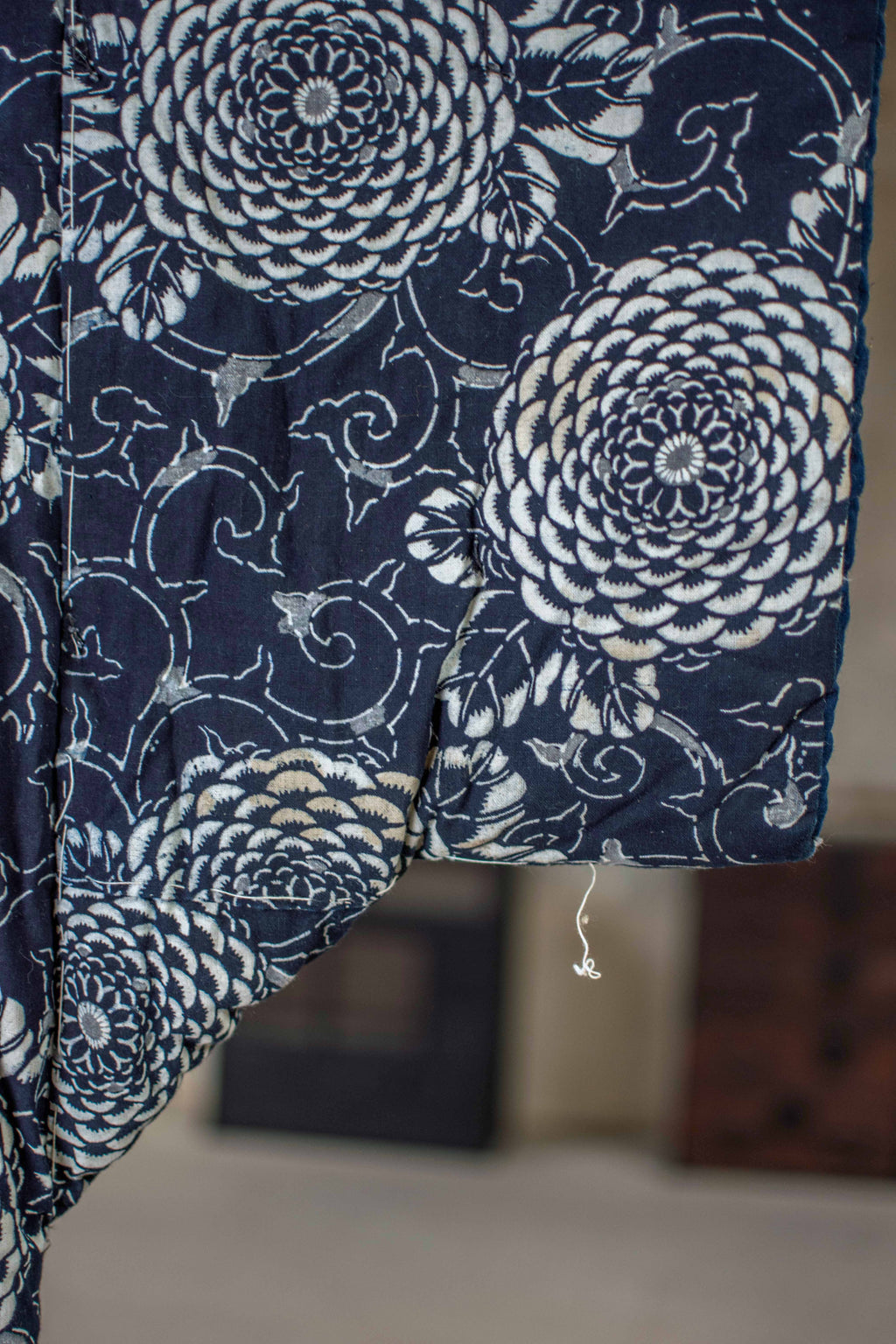 Yogi Antique Japanese Padded Sleeping Robe - Indigo Katazome Kimono
