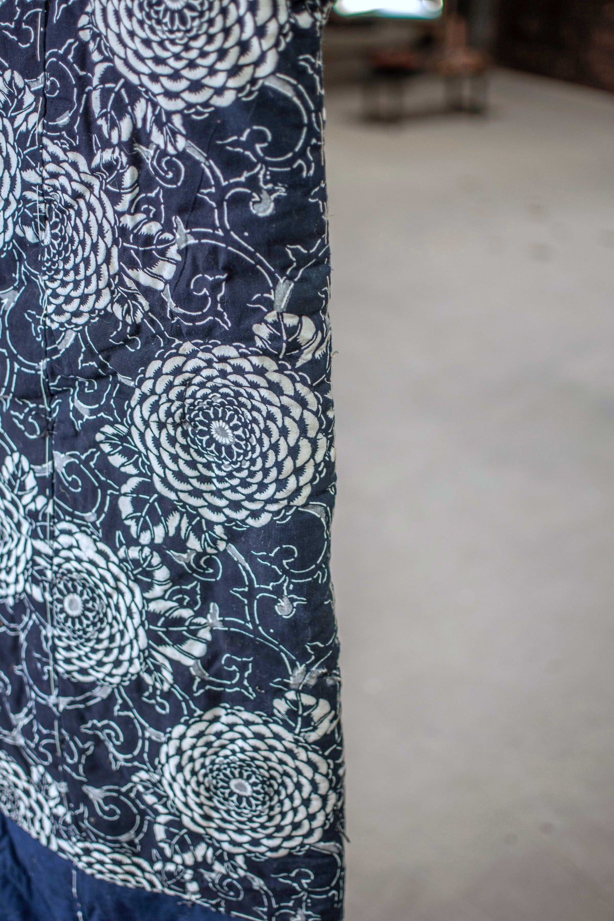 Yogi Antique Japanese Padded Sleeping Robe - Indigo Katazome Kimono