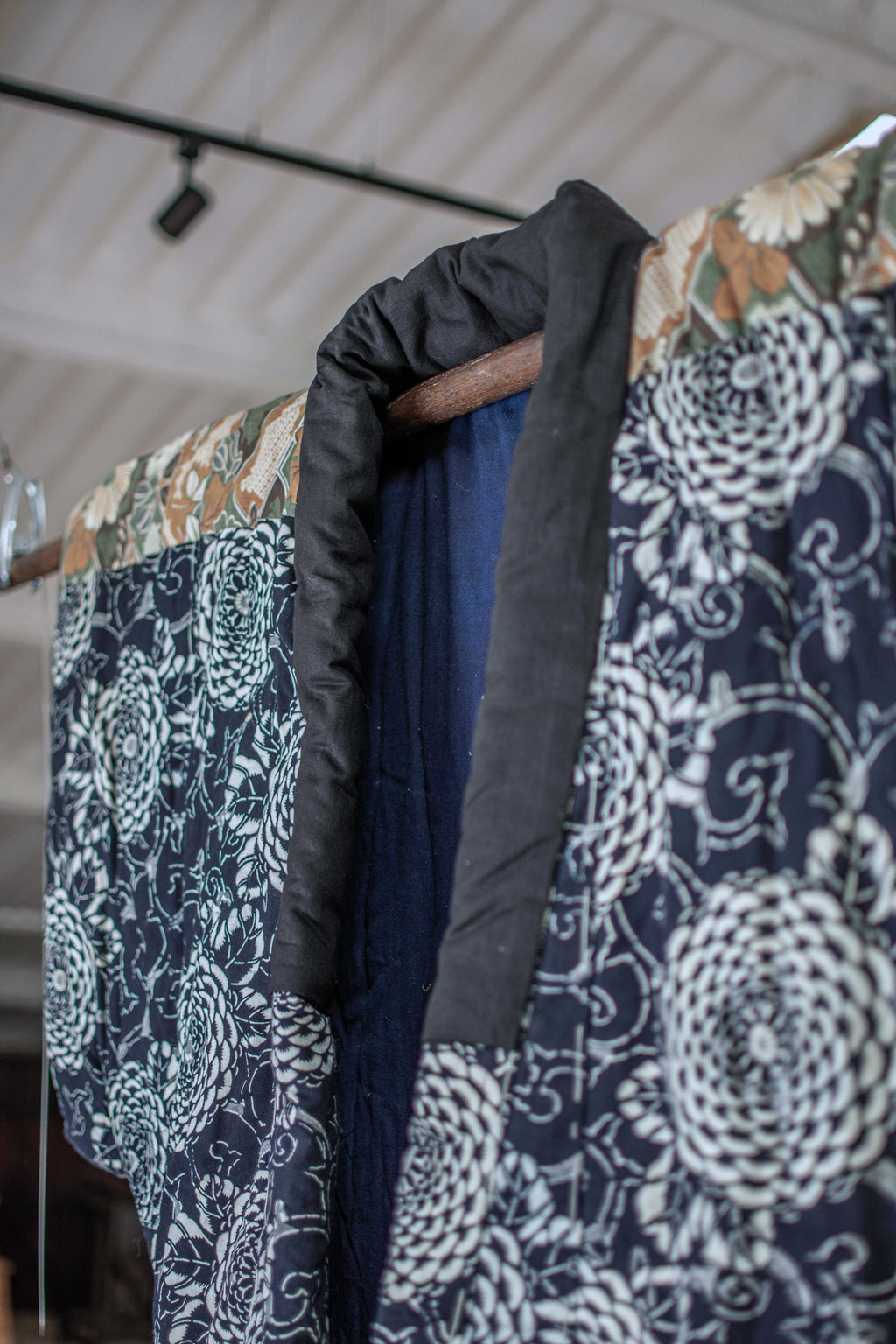 Yogi Antique Japanese Padded Sleeping Robe - Indigo Katazome Kimono