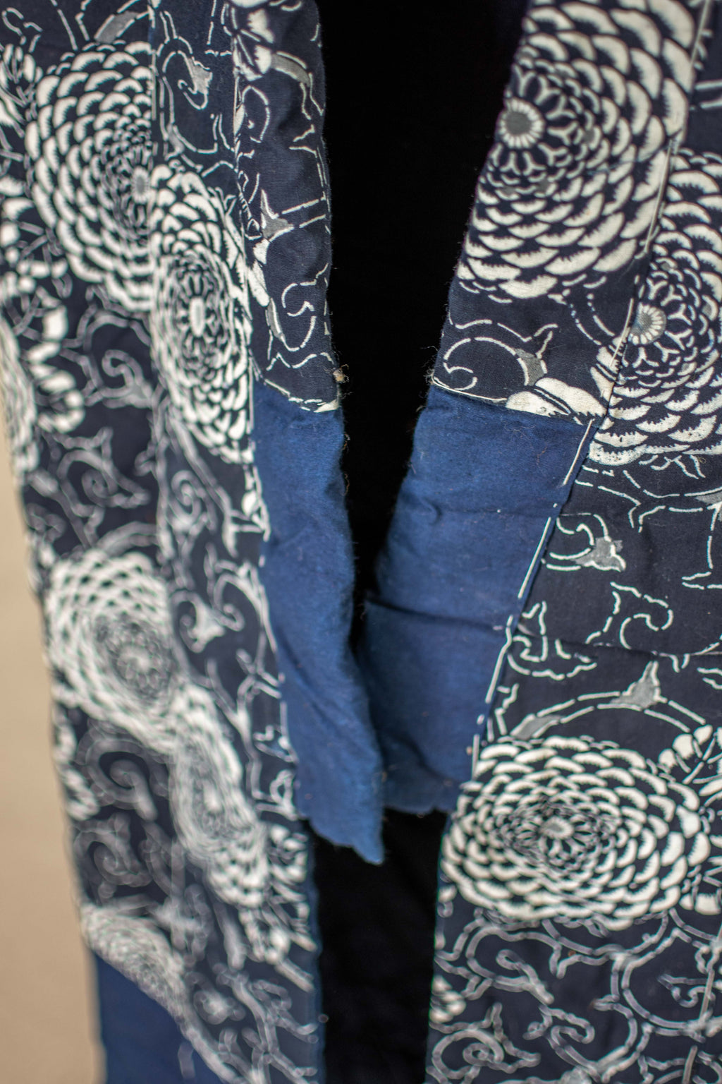 Yogi Antique Japanese Padded Sleeping Robe - Indigo Katazome Kimono