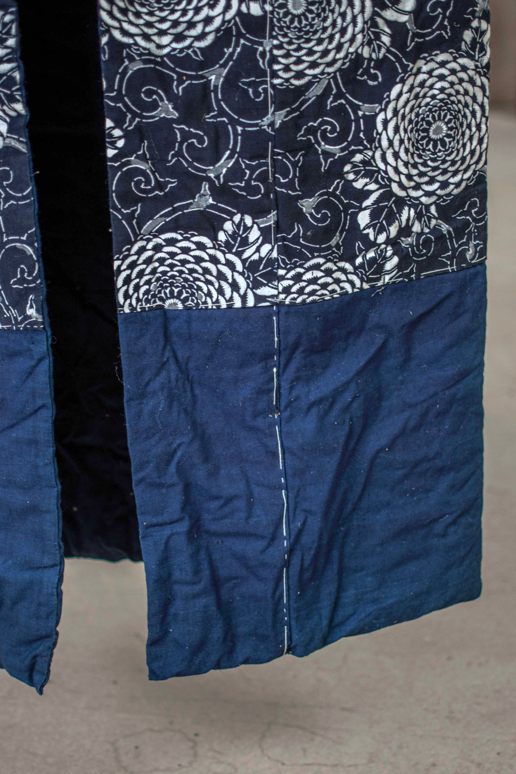 Yogi Antique Japanese Padded Sleeping Robe - Indigo Katazome Kimono