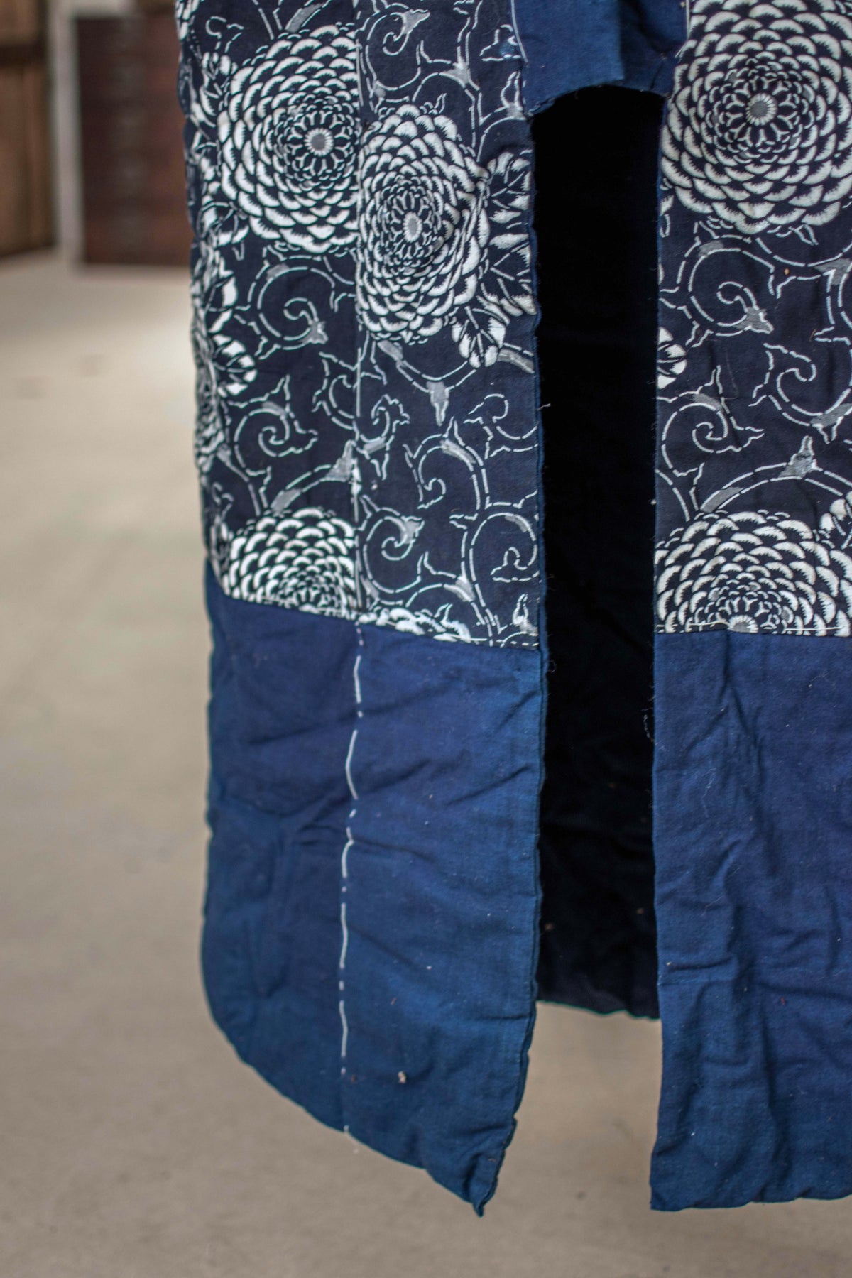 Yogi Antique Japanese Padded Sleeping Robe - Indigo Katazome Kimono