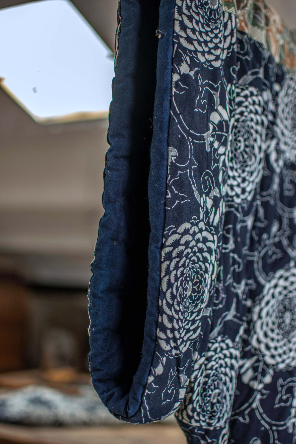 Yogi Antique Japanese Padded Sleeping Robe - Indigo Katazome Kimono