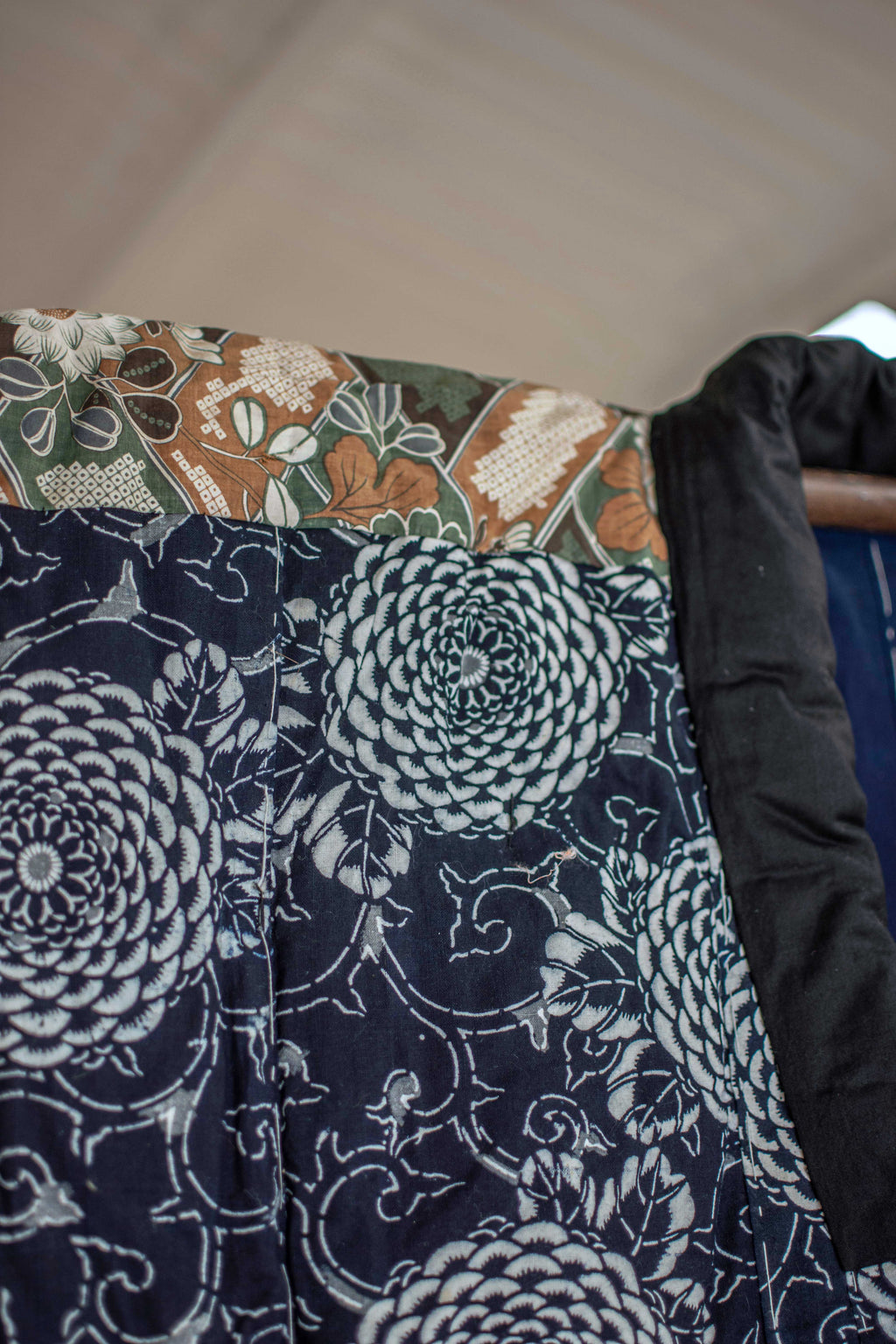 Yogi Antique Japanese Padded Sleeping Robe - Indigo Katazome Kimono