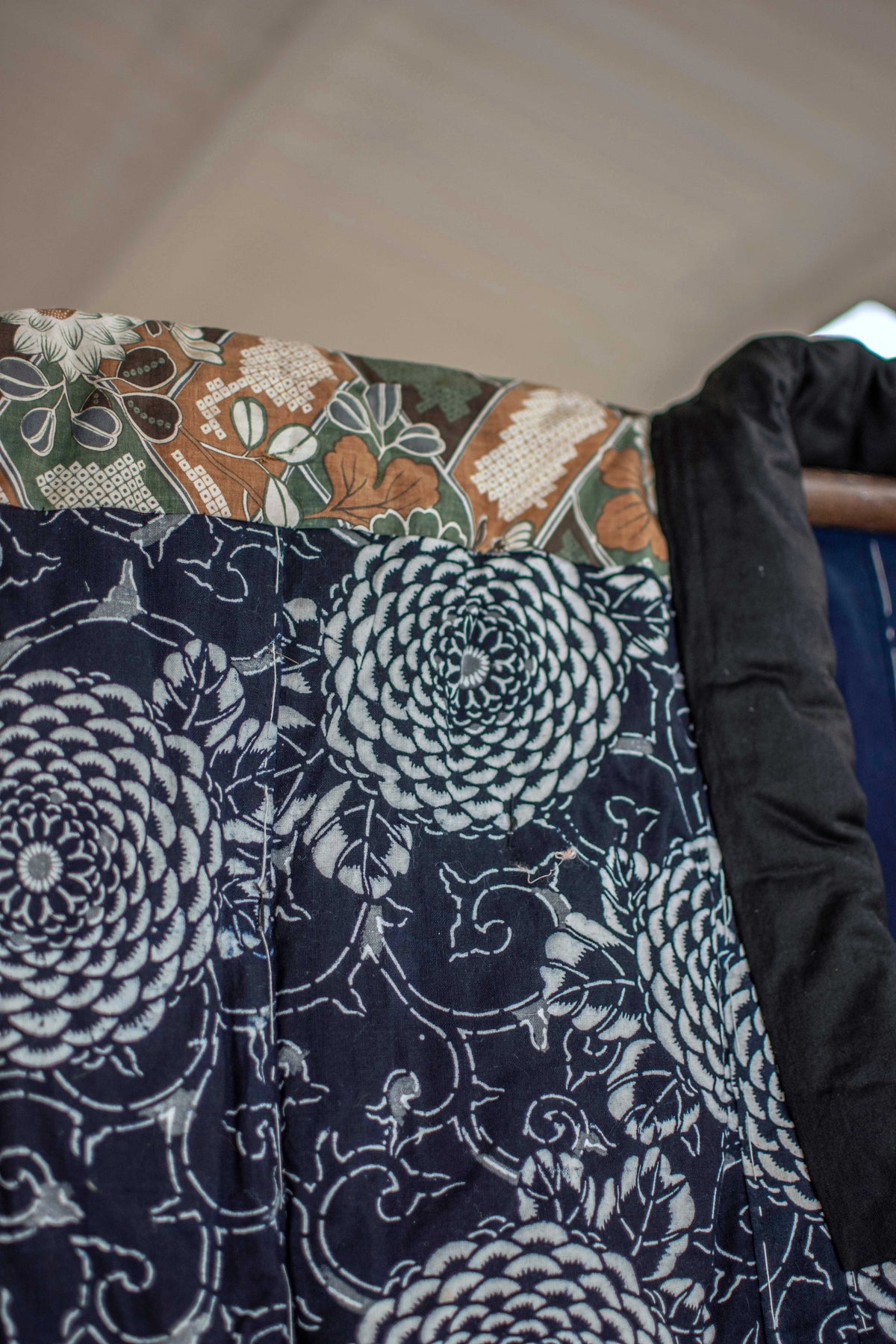 Yogi Antique Japanese Padded Sleeping Robe - Indigo Katazome Kimono