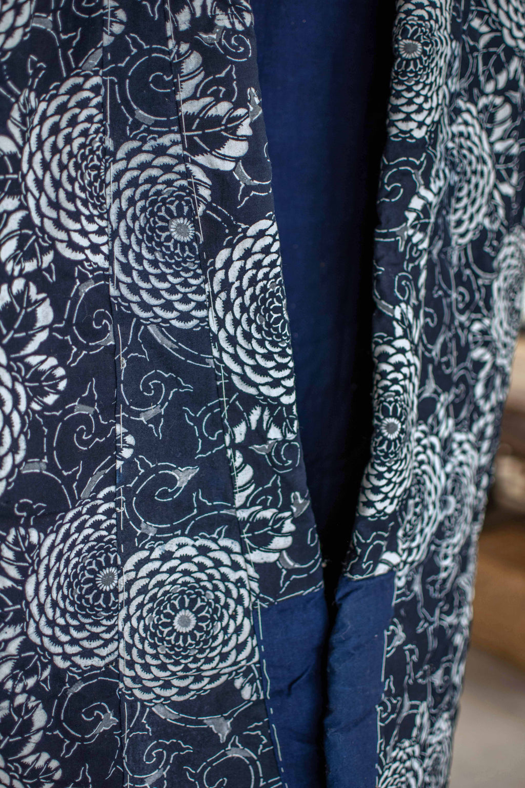 Yogi Antique Japanese Padded Sleeping Robe - Indigo Katazome Kimono