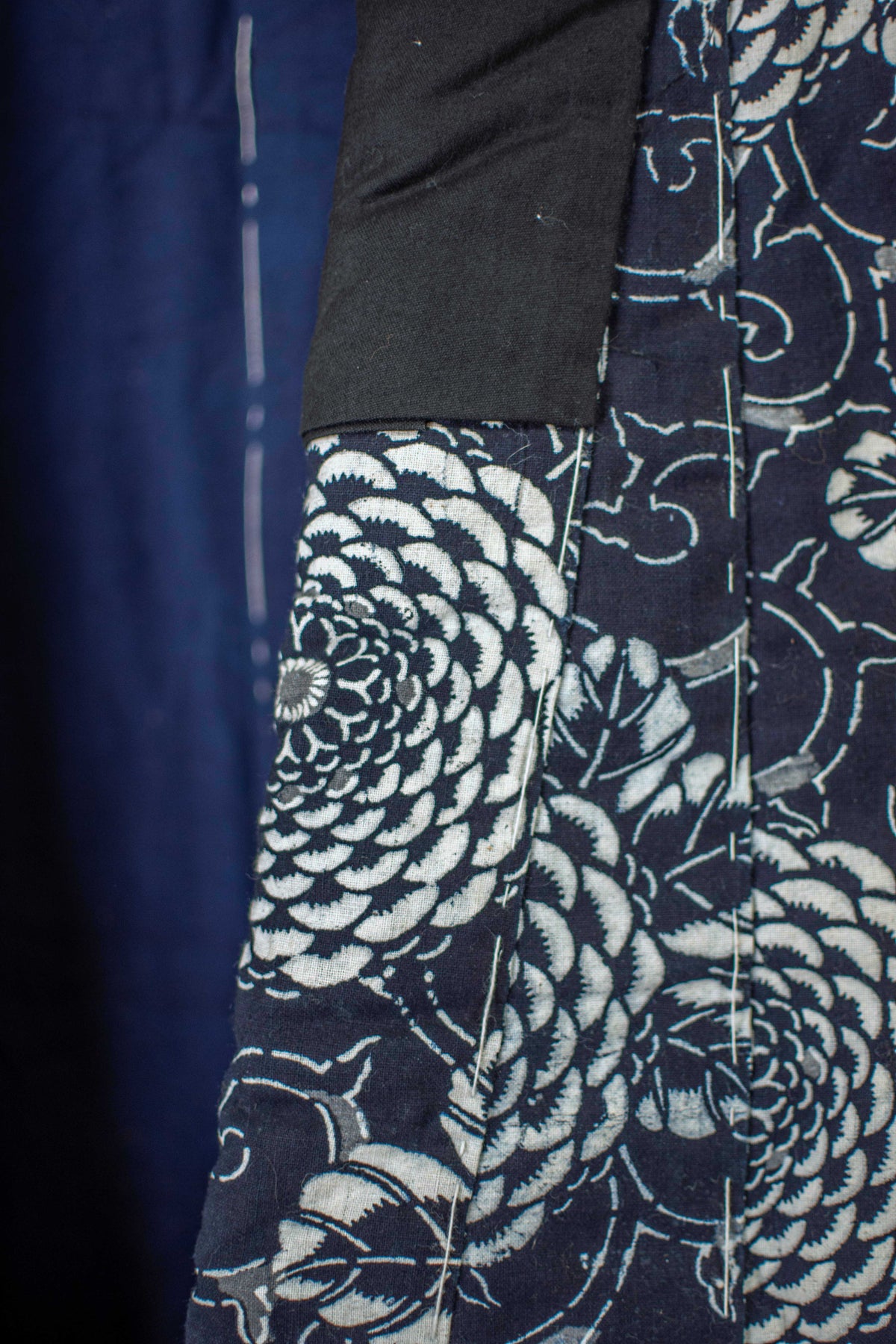 Yogi Antique Japanese Padded Sleeping Robe - Indigo Katazome Kimono