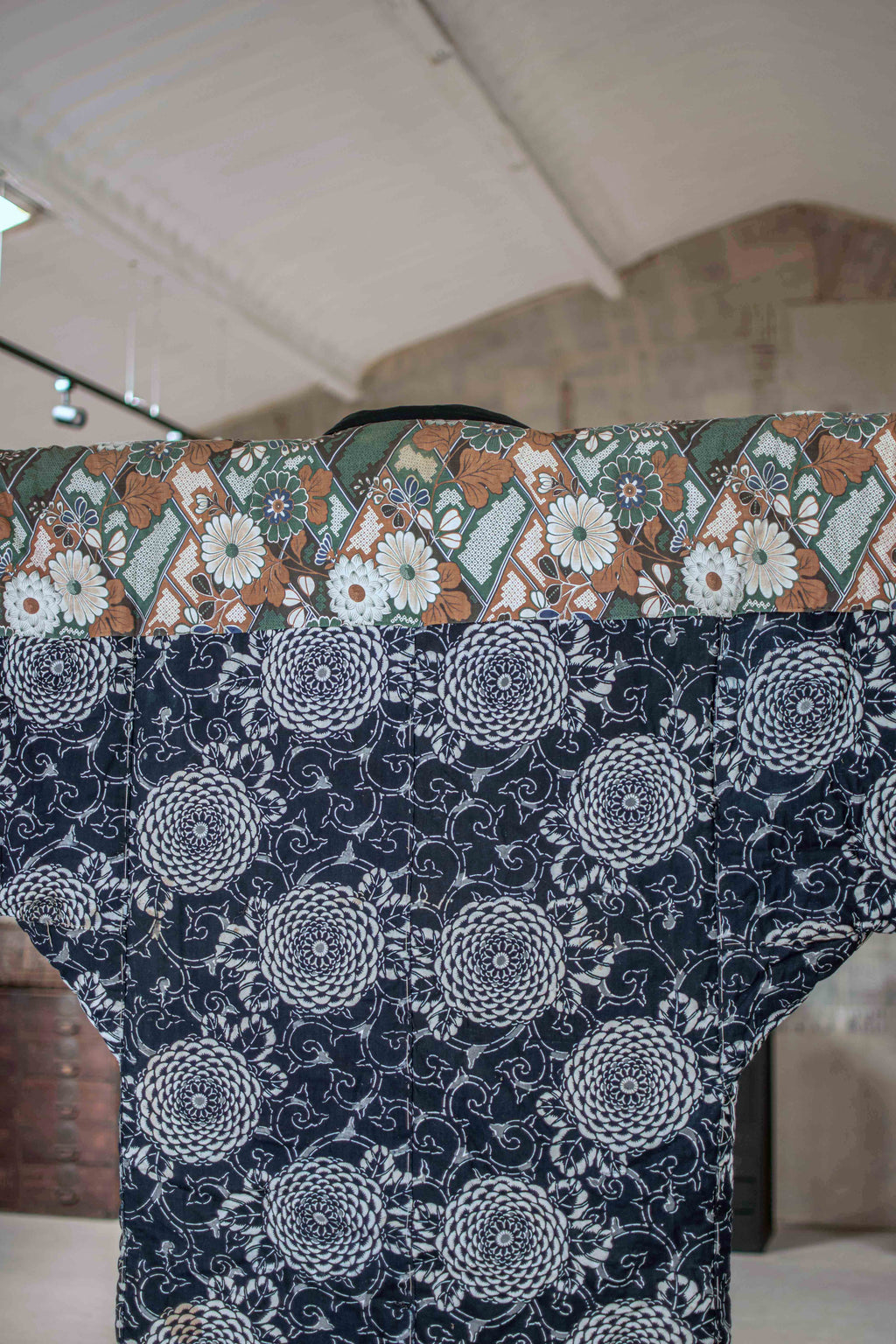 Yogi Antique Japanese Padded Sleeping Robe - Indigo Katazome Kimono