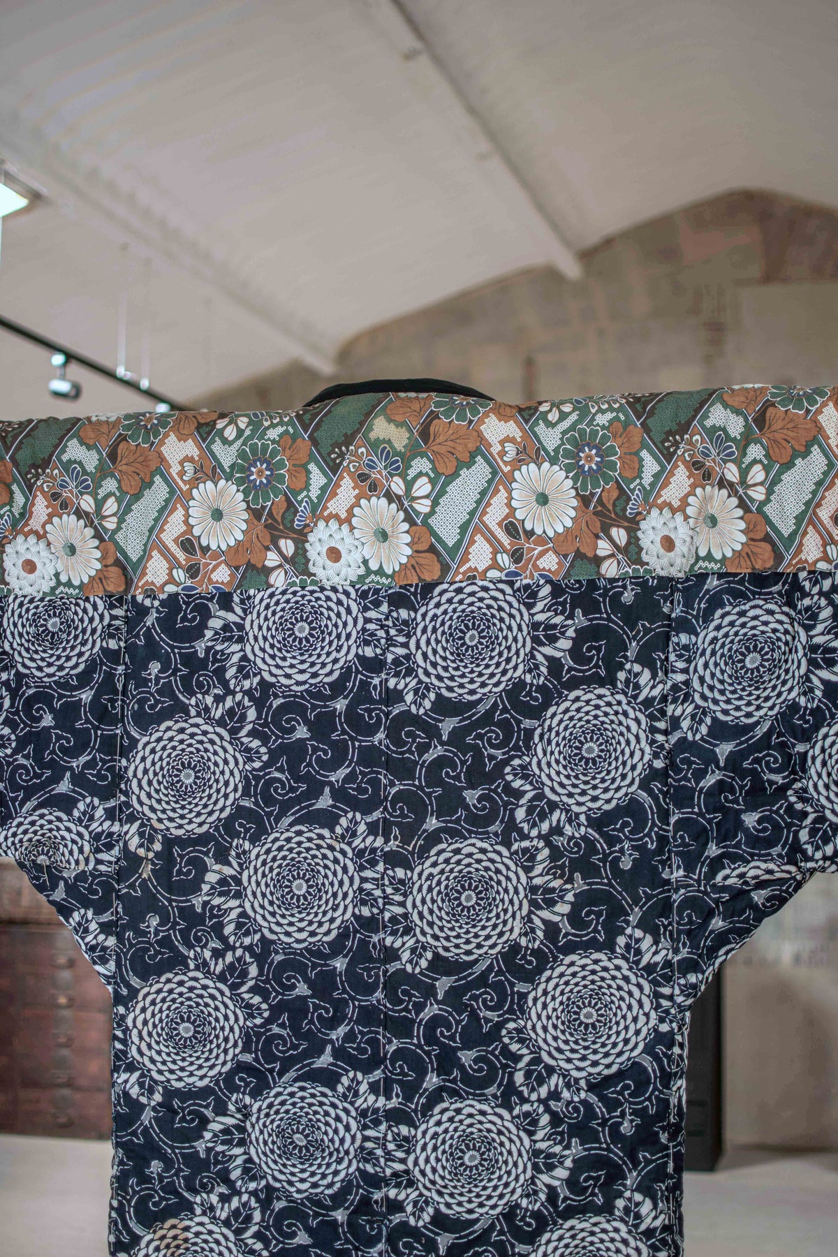 Yogi Antique Japanese Padded Sleeping Robe - Indigo Katazome Kimono
