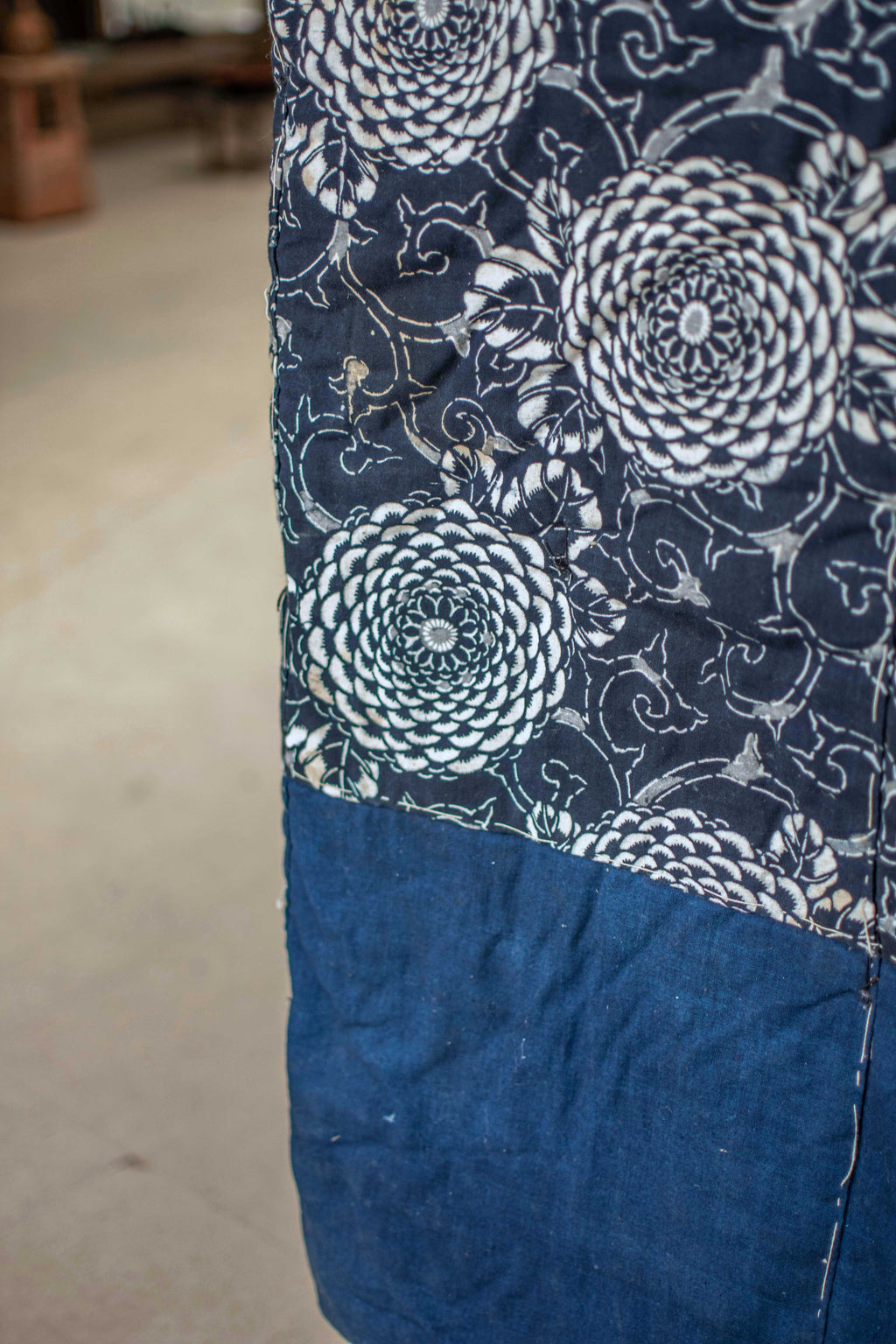 Yogi Antique Japanese Padded Sleeping Robe - Indigo Katazome Kimono