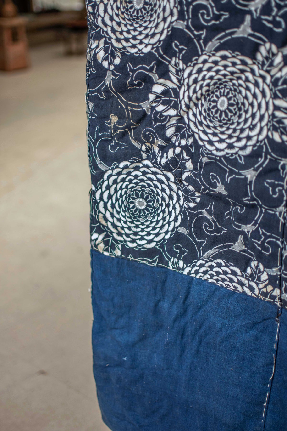 Yogi Antique Japanese Padded Sleeping Robe - Indigo Katazome Kimono